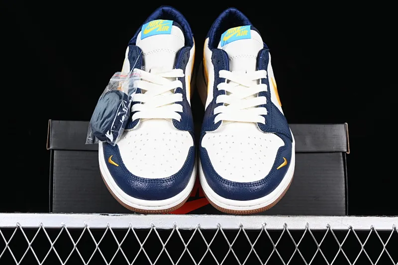 All categories Air Jordan Jordan series basketball shoes Air Jordan 1 Low Air Jordan 1 Low OG AJ1 Joe 1 white blue and yellow hook burst pattern low-top cultural casual sneakers CZ0790-407